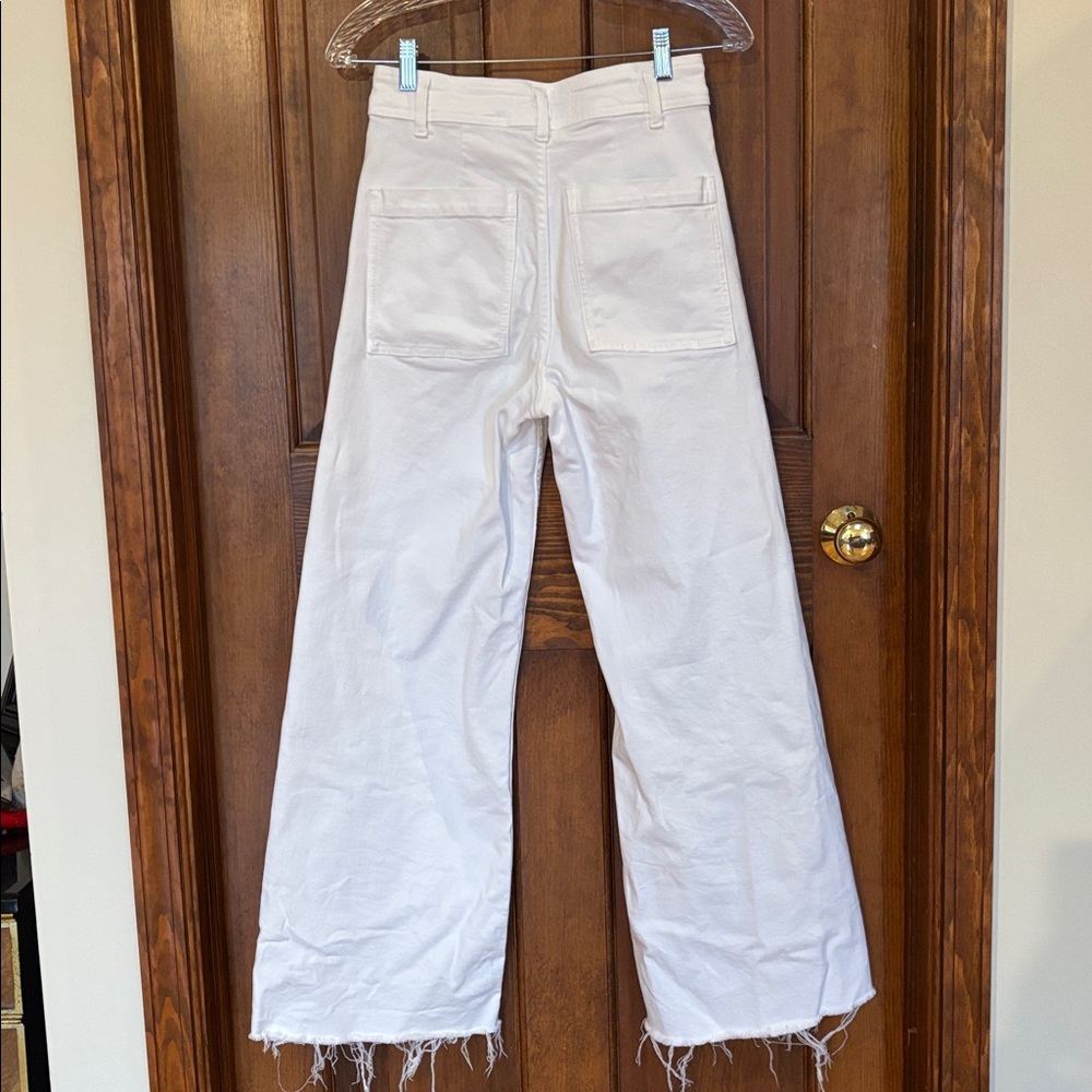 Zara White Wide-Leg Denim Pants, US Size 4, Like New - Picture 2 of 6